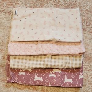 Set of Four Pink and Cream Baby Blankets